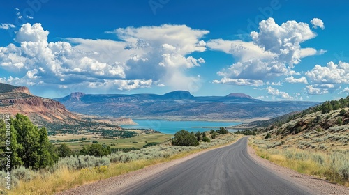 Scenic Mountain Road with Lake