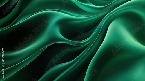 Abstract Green Fabric Drape Texture Background - Seamless Pattern, Elegant Design, Soft Flowing Material