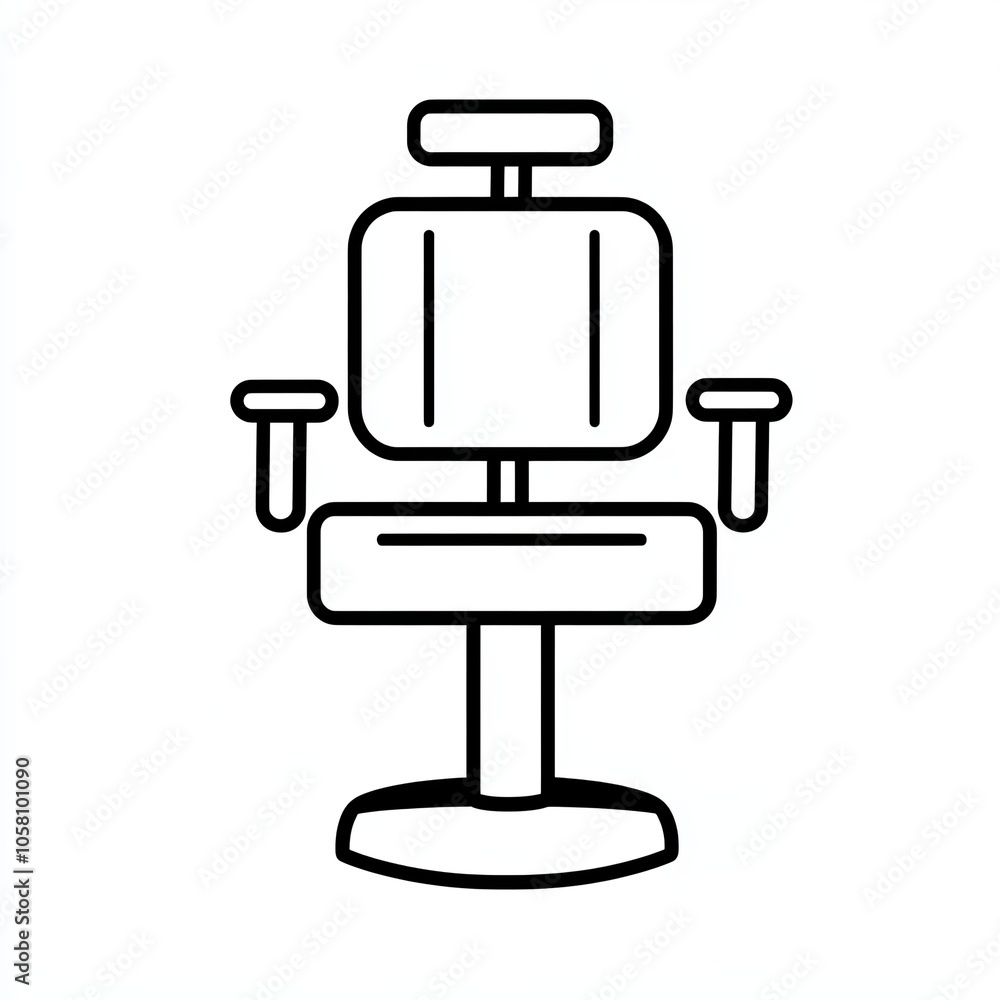 This simple line art design portrays a salon chair with a sleek outline, ideal for use in beauty industry graphics and modern stylist concepts, icon This simple line art design portrays a salon chair with a sleek outline, ideal for use in beauty industry graphics and modern stylist concepts, icon