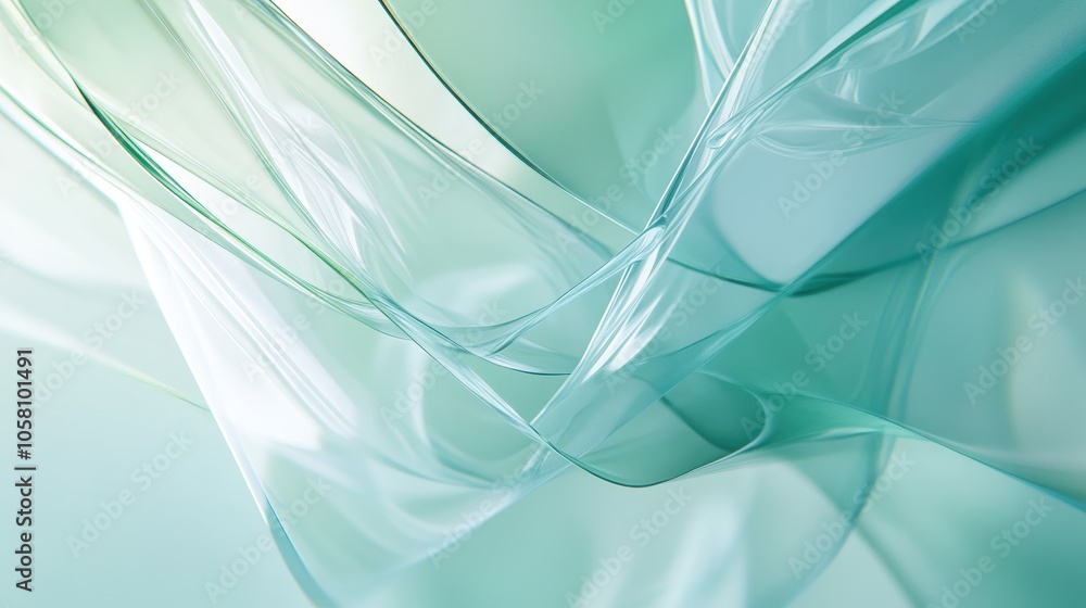 Fototapeta premium Abstract Green Background with Shiny Smooth Flowing Lines.