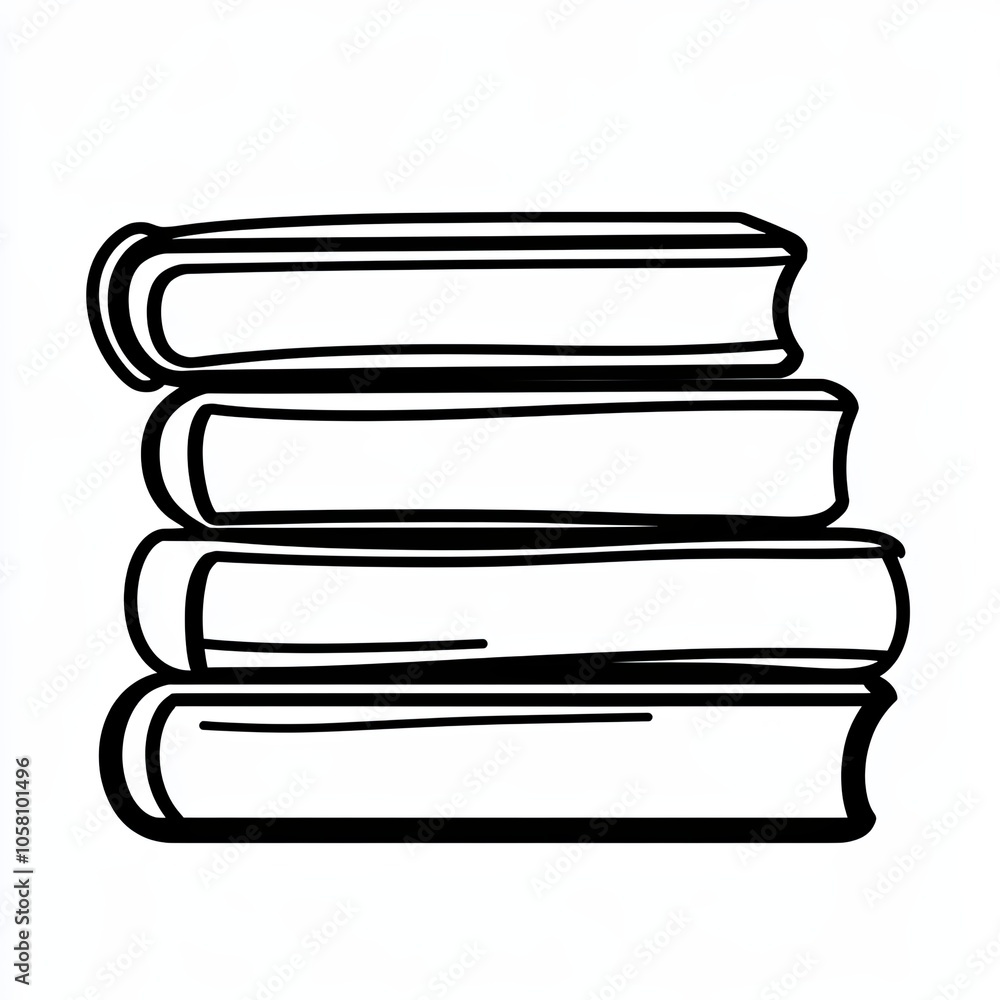 This illustration features a neatly arranged stack of self-help books, designed with a clean line art style on a white background, ideal for personal growth themes, icon This illustration features a neatly arranged stack of self-help books, designed with a clean line art style on a white background, ideal for personal growth themes, icon