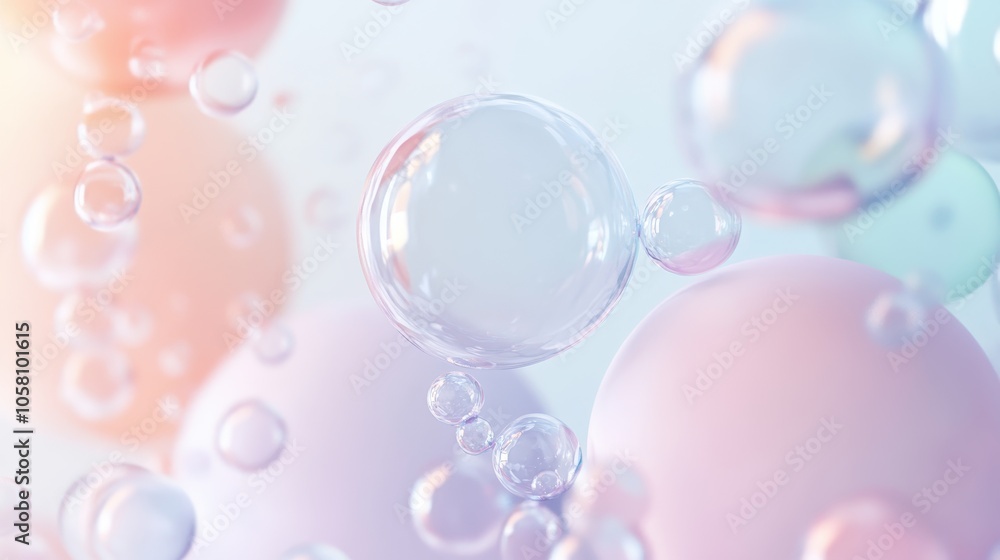Abstract Pastel Color Bubbles Background - Delicate and Dreamy Glass Spheres Abstract Pastel Color Bubbles Background - Delicate and Dreamy Glass Spheres