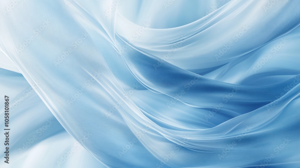 Obraz premium Abstract Blue Fabric Texture Background - Wavy Silk or Satin Drape.