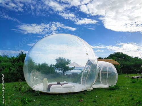 The bubble hotel in jungles on island Bali photo