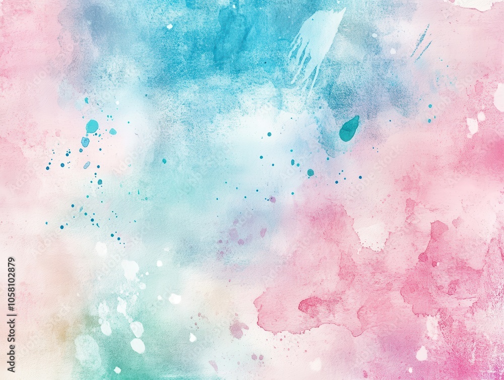 Obraz premium Abstract Watercolor Background with Pink, Blue, and White Splashes.