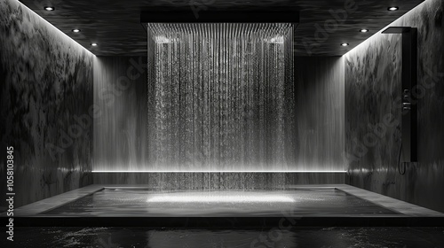 Close-Up of a Shower Head in a Bathroom, Spraying Water for a Relaxing and Invigorating Shower Experience