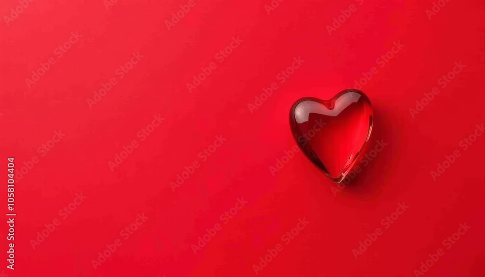 A single red heart against a vibrant red background A single red heart against a vibrant red background