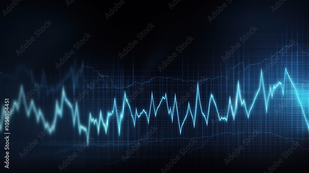 Fototapeta premium Abstract 3D Waveform Visualization in Blue Tones
