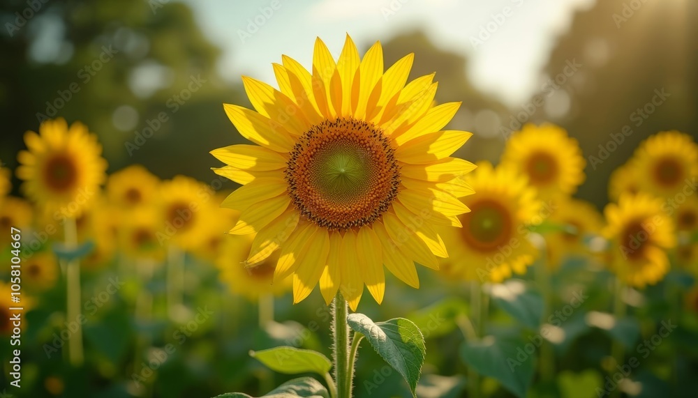 Bright and cheerful sunflower field Bright and cheerful sunflower field