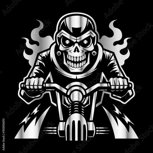 Ride or Die: Vintage Skull Biker Vector Art with Classic Motorcycle Vibe for Bold Road Legends
