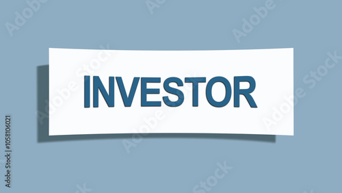 Investor. A card isolated on blue background. photo