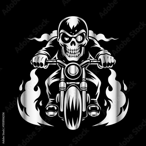 Ride or Die: Vintage Skull Biker Vector Art with Classic Motorcycle Vibe for Bold Road Legends
