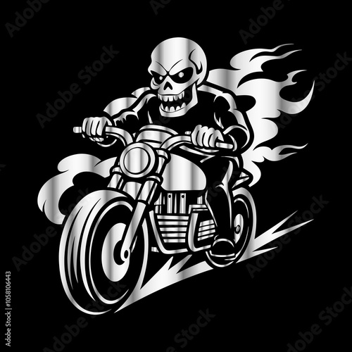 Ride or Die: Vintage Skull Biker Vector Art with Classic Motorcycle Vibe for Bold Road Legends
