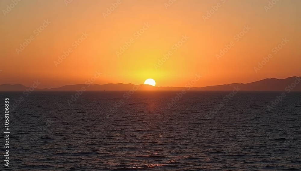 Sunset over the ocean serene and beautiful Sunset over the ocean serene and beautiful