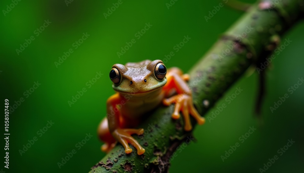 Natures tiny treasure A vibrant tree frog in its natural habitat Natures tiny treasure A vibrant tree frog in its natural habitat