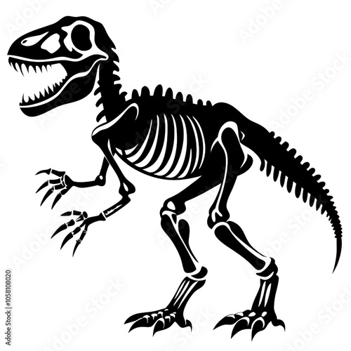 T-Rex Skeleton: A detailed illustration of a T-Rex skeleton, a powerful symbol of prehistoric life,  evoking wonder and a sense of the past.  