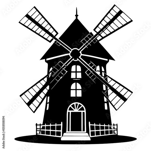 Classic Windmill Silhouette 