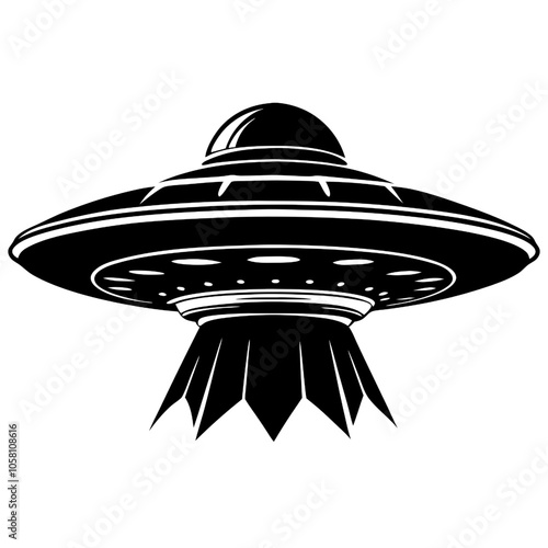 UFO Silhouette: A classic, minimalist illustration of a UFO, perfect for sci-fi, conspiracy, and space-themed designs.