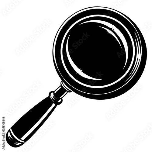 Vintage Magnifying Glass: A detailed vector illustration of an antique magnifying glass, perfect for detective themes, vintage designs, or scientific imagery.