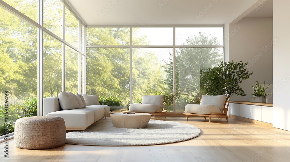 Fototapeta premium Modern Interior of Stylish Living Room ,Wall Mock Up, Frame , Poster with Beautiful Background, 3d render