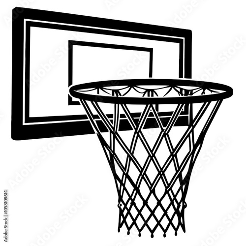 Basketball Hoop Silhouette:  A crisp, minimalist silhouette of a basketball hoop, perfect for sports graphics, logos, or illustrations.