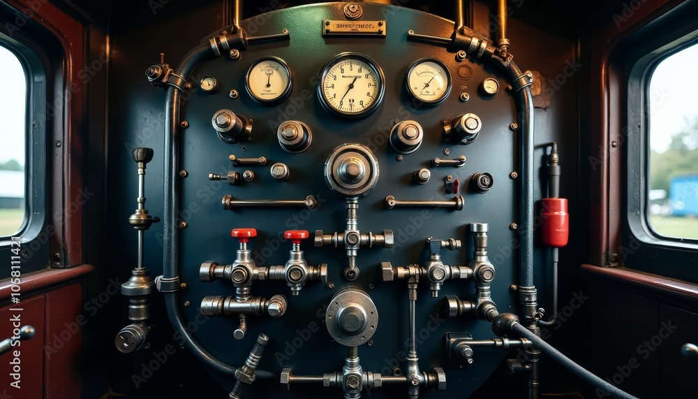 Fototapeta premium Steampowered control panel a testament to industrial heritage