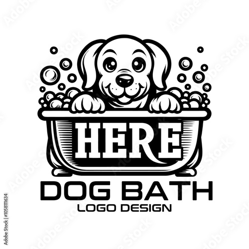 Dog Bath Vector Logo Design