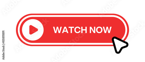 Watch Now buttons: a set of play video buttons designed for websites. UI elements that encourage video viewing. Vector illustration.