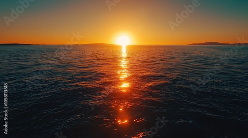 Vibrant Coastal Sunset Over Calm Waters