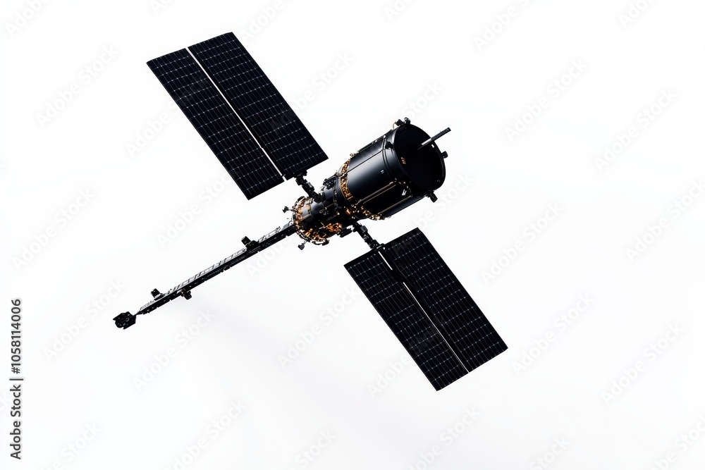 Satellite in orbit, white isolated background. Satellite in orbit, white isolated background.