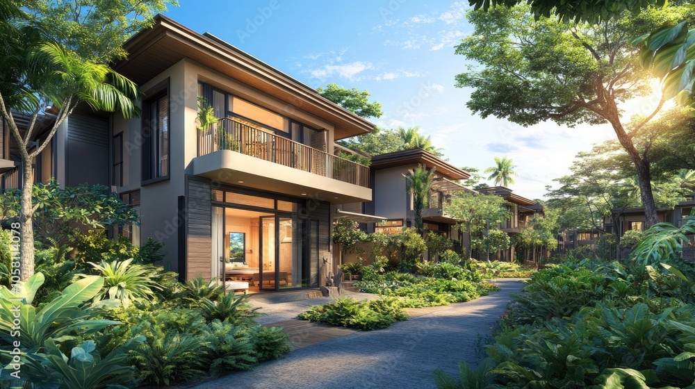 Stylish Two-Storey House in Lush Landscape Stylish Two-Storey House in Lush Landscape