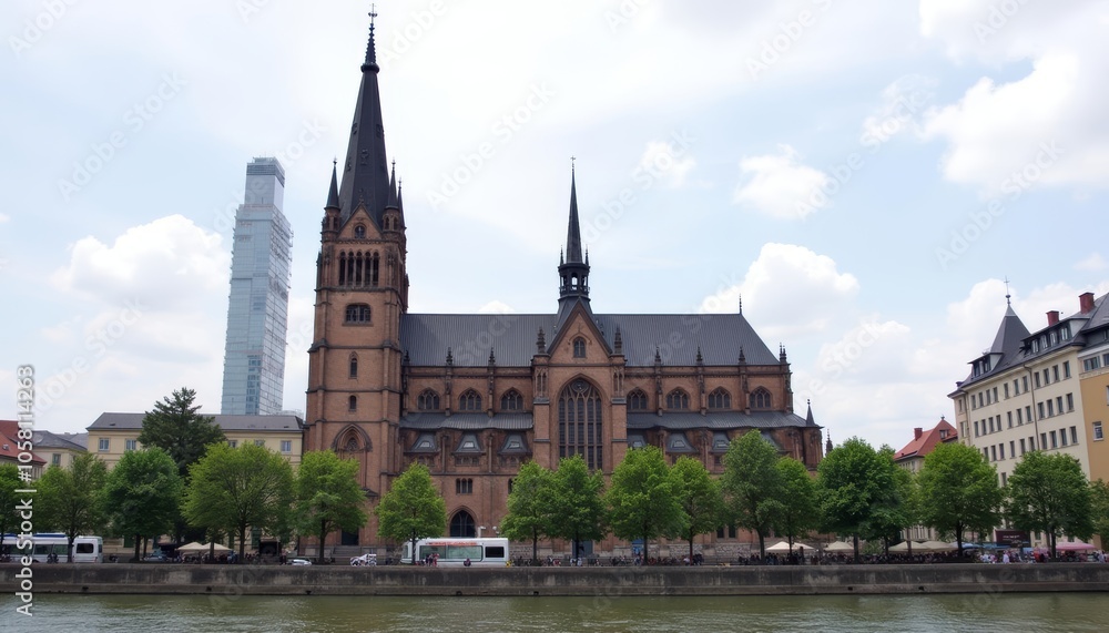 Elegant Gothic Cathedral by the River Elegant Gothic Cathedral by the River