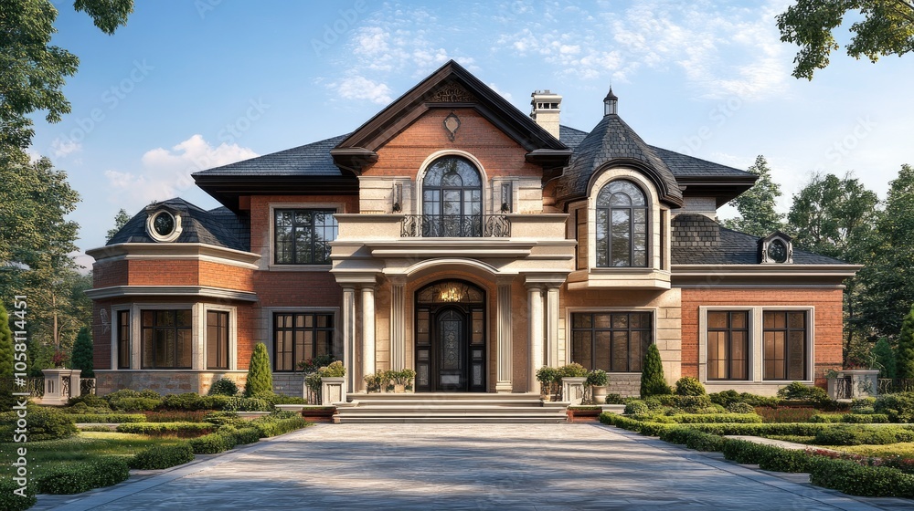 Modern Family Home 3D Elevation Rendering Modern Family Home 3D Elevation Rendering