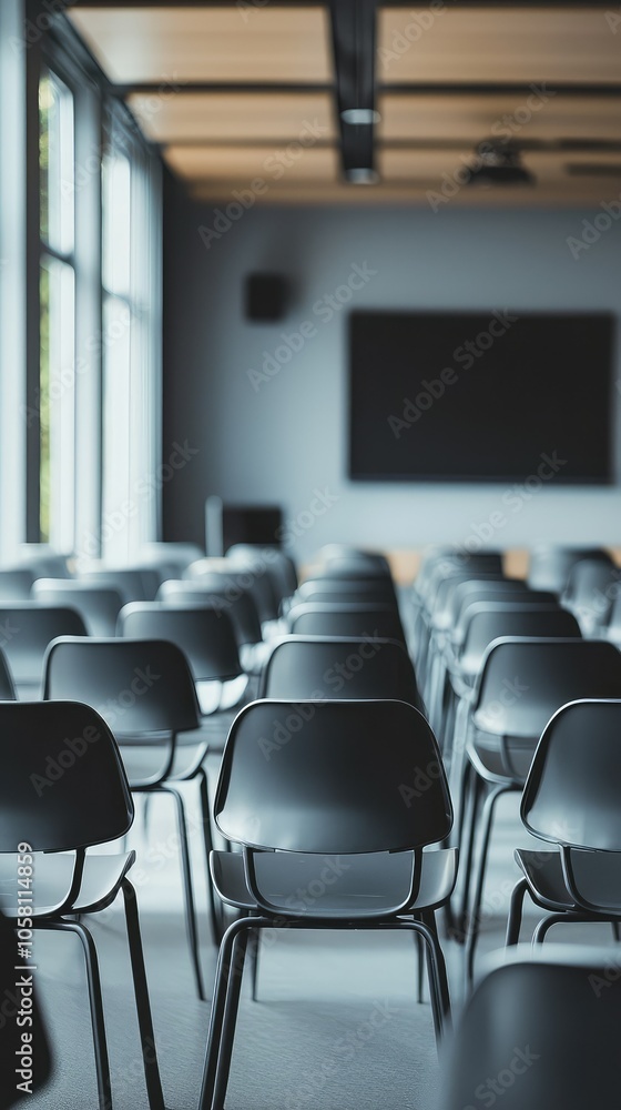 Fototapeta premium Modern Indoor Training Room with Empty Chairs