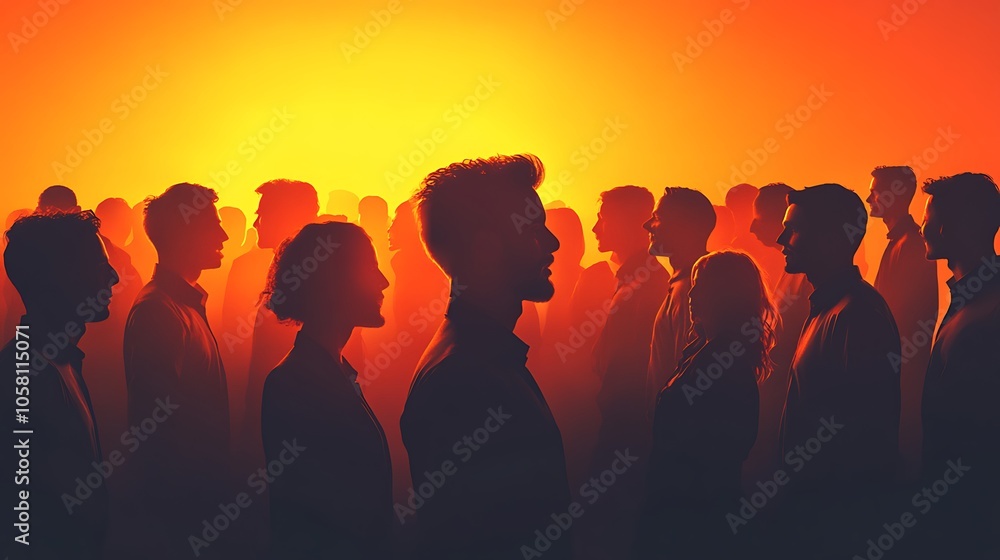 Silhouetted faces against a dazzling sunset a moment of reflection Silhouetted faces against a dazzling sunset a moment of reflection