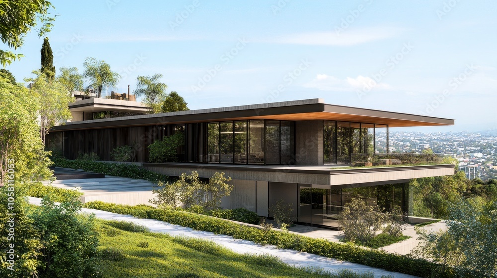 Modern Residential Building 3D Rendering Modern Residential Building 3D Rendering