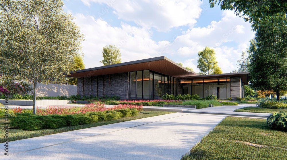 Modern 3D Rendering of a Residential Building Modern 3D Rendering of a Residential Building
