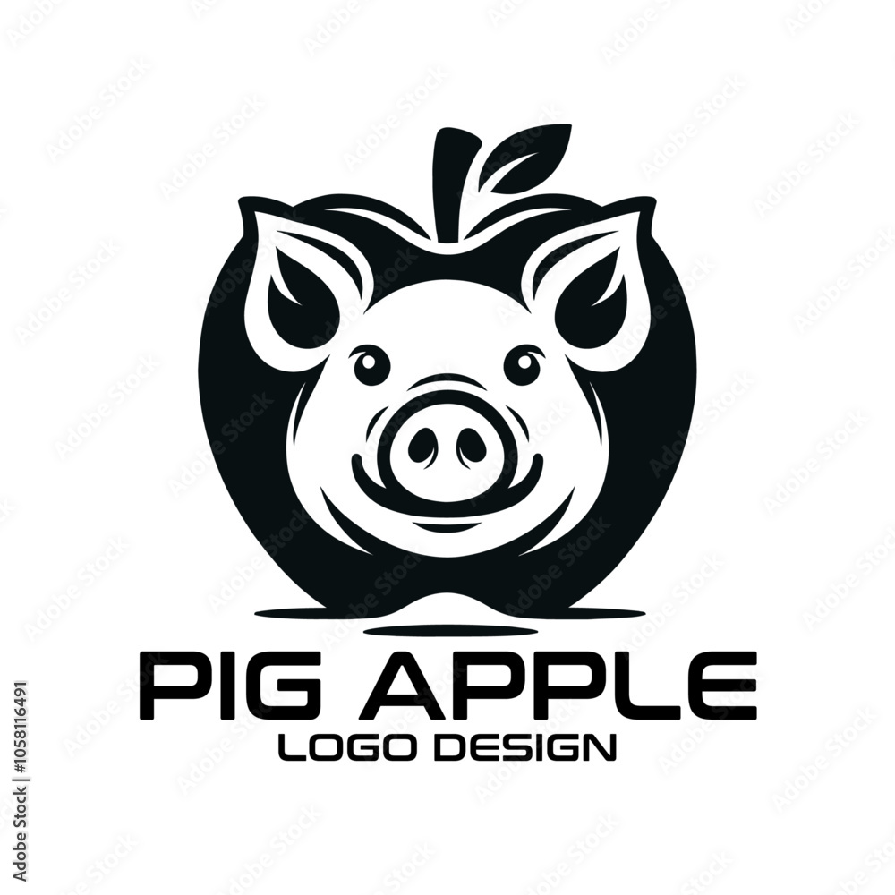 Pig Apple Vector Logo Design
