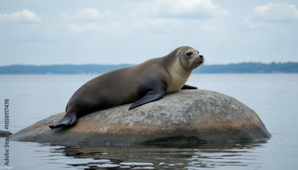 Obraz premium Sea lions solitary moment on the rocks