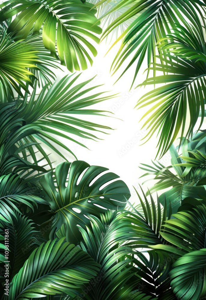 custom made wallpaper toronto digitalTropical Green Leaves Frame