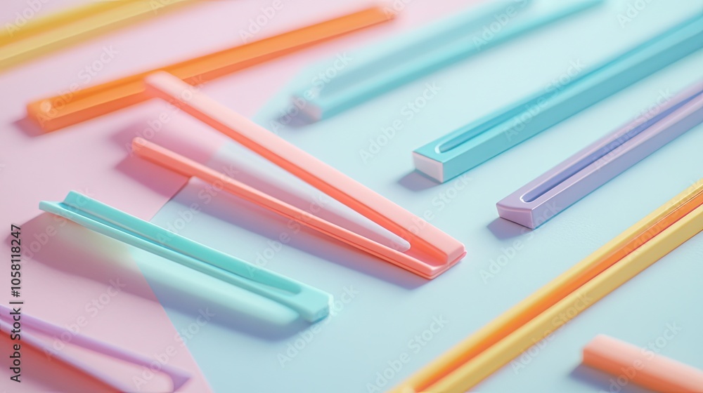 Colorful Stationery Clips on Soft Background Colorful Stationery Clips on Soft Background