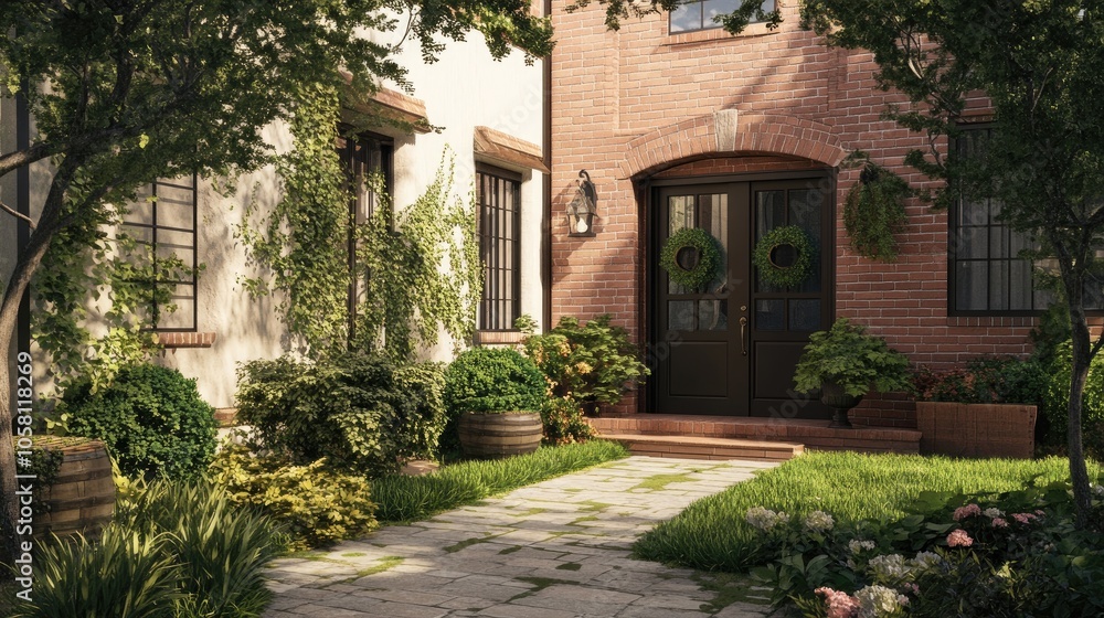 Charming 3D Design of Quaint Townhouse Exterior Charming 3D Design of Quaint Townhouse Exterior