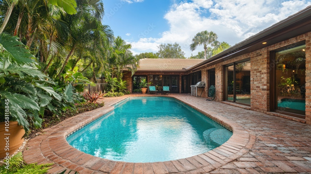 Charming Brick Home with Inviting Pool and Garden Charming Brick Home with Inviting Pool and Garden