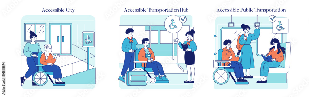 Disabled Travel. Flat Vector Illustration Disabled Travel. Flat Vector Illustration