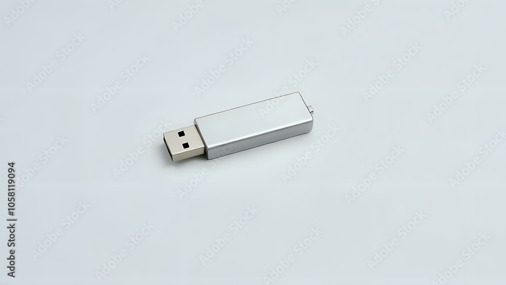 USB Flash Drive on Grey Background USB Flash Drive on Grey Background