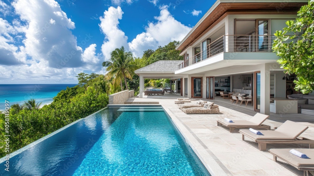 Fototapeta premium Modern Beach House with Stunning Ocean View