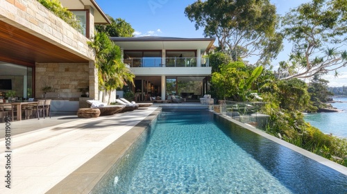 Wallpaper Mural Contemporary Beach House with Large Terrace and Pool Torontodigital.ca