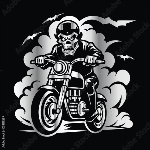 Death Rider: Classic Skull Biker Emblem for True Road Warriors
