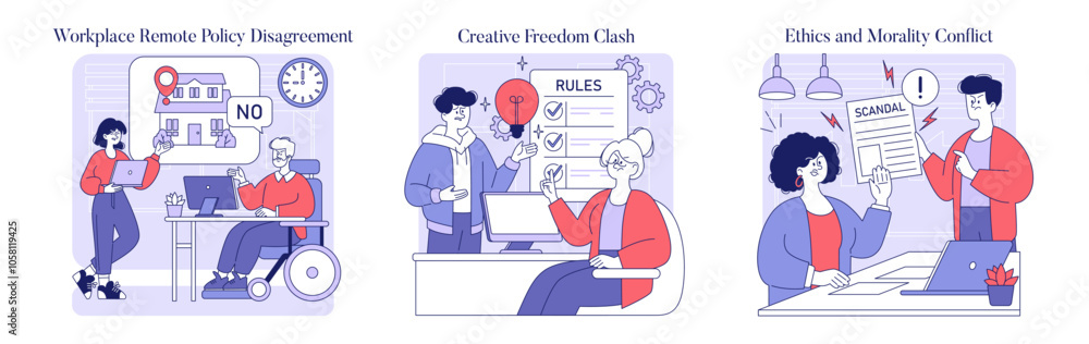 Workplace Disputes. Flat Vector Illustration Workplace Disputes. Flat Vector Illustration