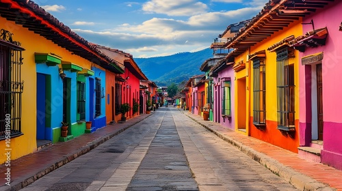 Beautiful streets and colorful facades of San Cristobal de las Casas in Chiapas, Mexico.